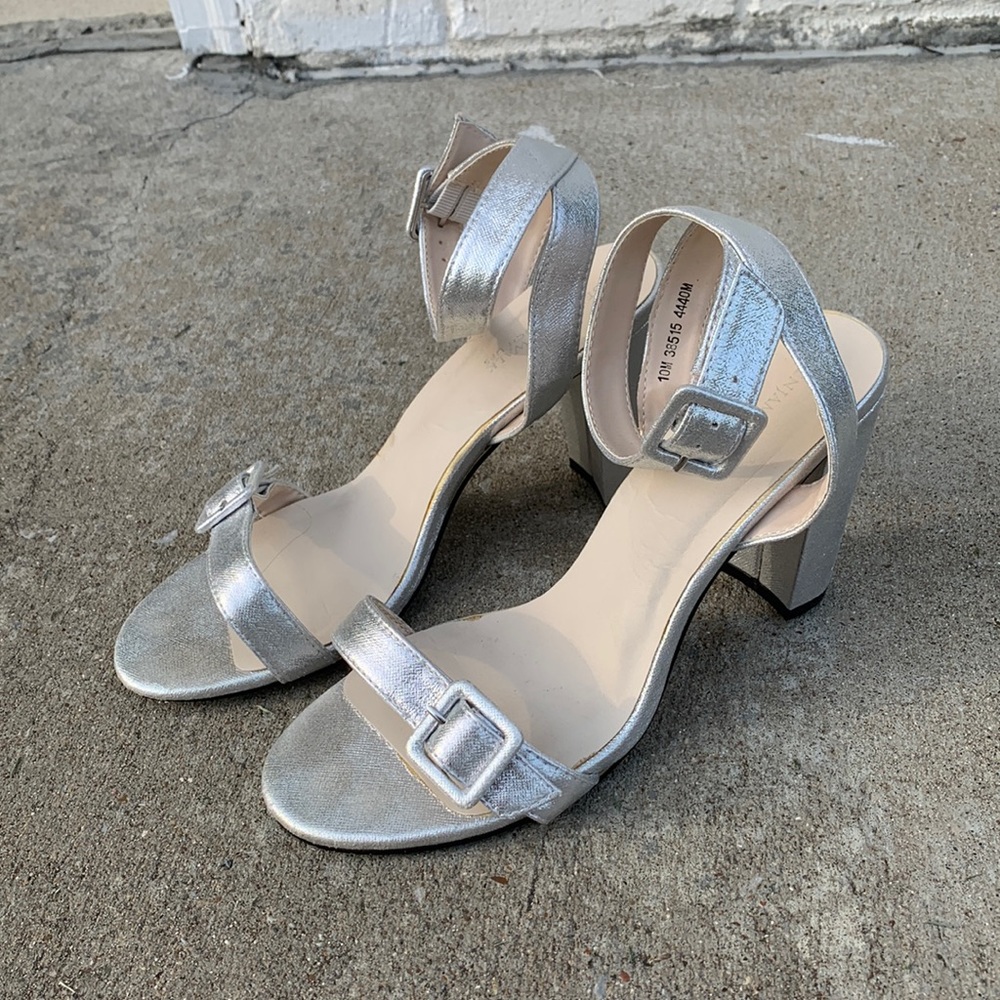 Silver Metalic Strappy Heals